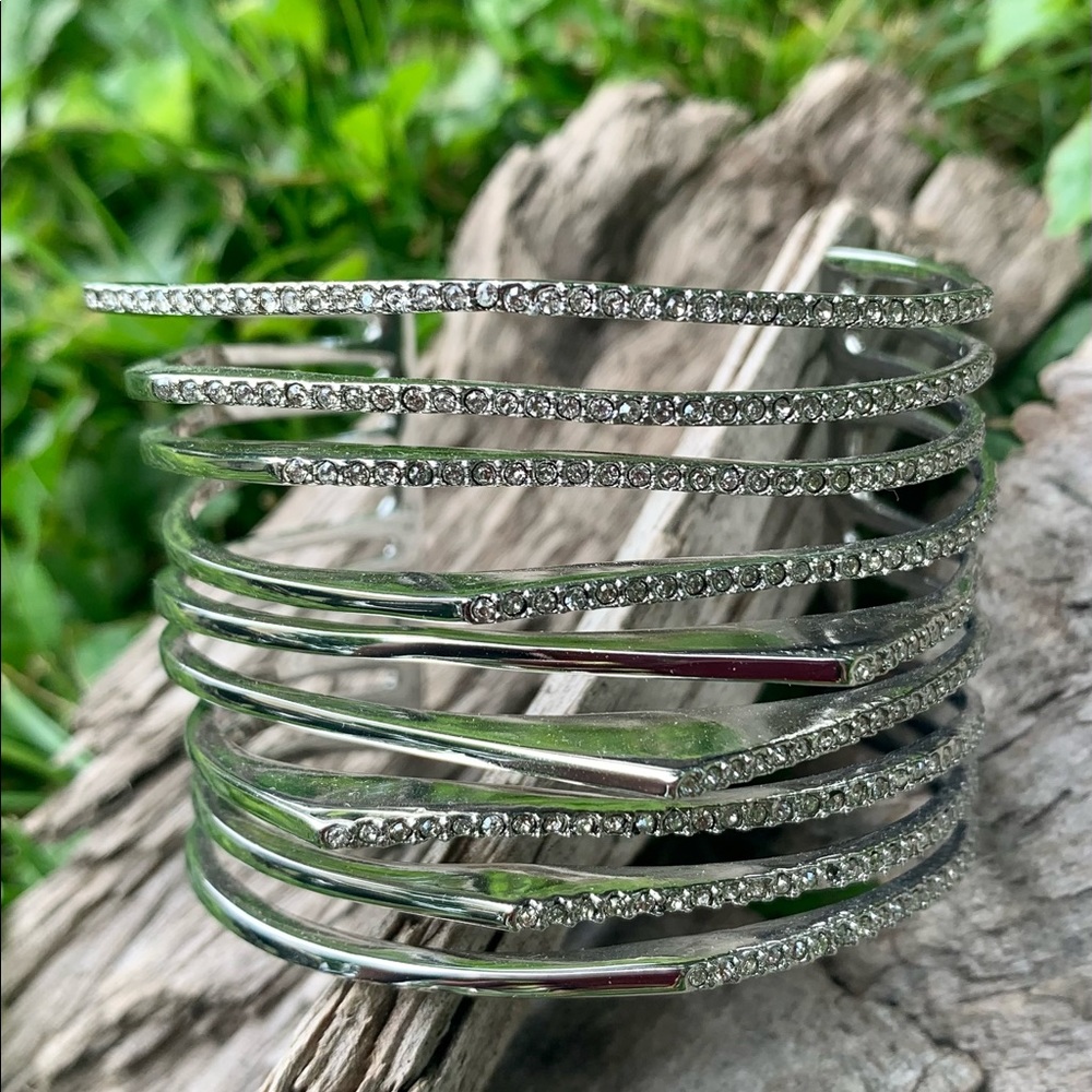 New Alexis Bittar Crystal Encrusted Origami Cuff Bracelet